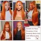 VIPPRETTY Ginger Synthetic Wig13x6 150% Density Straight Ginger Orange Lace Front Wigs Synthetic hair 350 Colored HD Transparent Lace Frontal Wig Pre Plucked With Baby hair