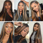 ONECHULY Long Highlight Lace Front Wig Human Hair 200% Density Balayage Ombre Lace Front Wig 13x4 HD Transparent Lace Pre Plucked with Baby Hair Glueless Brown Human Hair Wigs for Women 1B/30 32 Inch