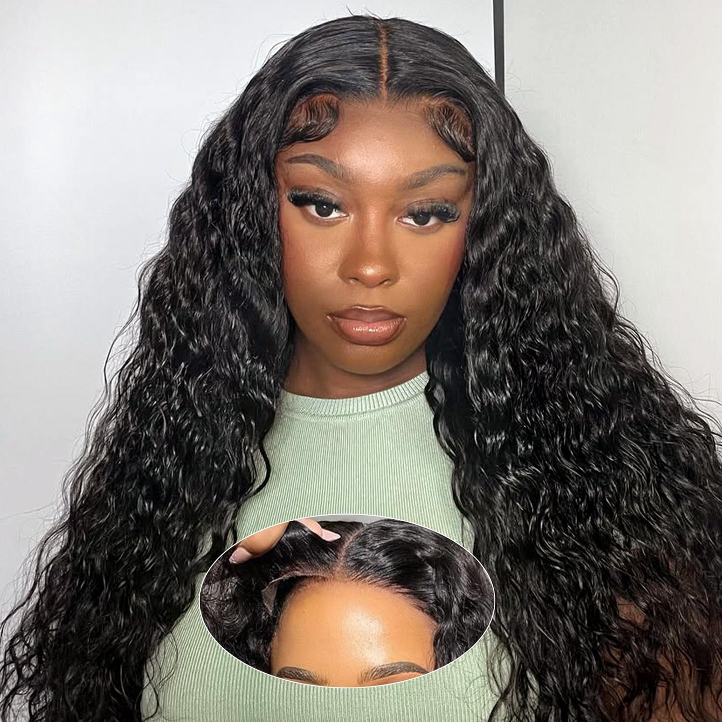 UCUVIC Wear And Go Glueless Wigs Human Hair Pre Plucked Pre Cut Curly 5x5 Water Wave Bob Wig Human Hair Lace Front Closure Wigs For Black Women 200 Density Curly Wig Glueless Wear And Go Black 18 Inch