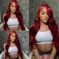 QZOQZO 99J Burgundy Lace Front Wigs Human Hair 13x6 HD Transparent Body Wave Lace Front Wigs Pre Plucked 99j Burgundy Red Wine Glueless Human Hair Wigs for Women Reddish Brown 180% Density 30 Inch
