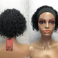 SWEETGIRL Curly Headband Wig Human Hair Wigs for Women Short Curly Bob Headband Wigs Ready to Wear and Go Glueless Half Wig 150% Density Natural Black 6 Inch