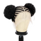 Quick Wig Braided Wigs Afro Puff Wig 360 Full Lace Puff Bun Updo Hair for Women Braided Lace Front Wig with Baby Hair Synthetic Handmade Braids Puff Wig Donut Chignon Wig (1B)