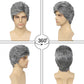 Grey Men's Wig,Short Silver Gray Wig Synthetic Side Part Heat Resistant Natural Halloween Cosplay Hair Straight Wig for Male