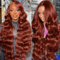 Dewyigs 28 Inch Reddish Brown Wig Human Hair Lace Front Wigs Human Hair Pre Plucked 13x4 Body Wave Frontal Wigs Human Hair Auburn Colored Human Hair Lace Front Wigs HD Lace Frontal Human Hair Wigs
