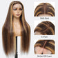 WOOMN Highlight Ombre Lace Front Wig Human Hair 13X6 Honey Blonde Straight HD Lace Frontal Wig Pre Plucked Tangle-Free 200 Density Brown Wig 4/27 Colored Real Virgin Human Hair 22 Inch