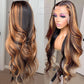 SISIFIRE Highlight Wig Synthetic Hair Hand Tied Natural Preplucked Hairline Illusion Lace Frontal Lacewig 4/27 Ombre Honey Blonde Heat Resistant Fiber Wig