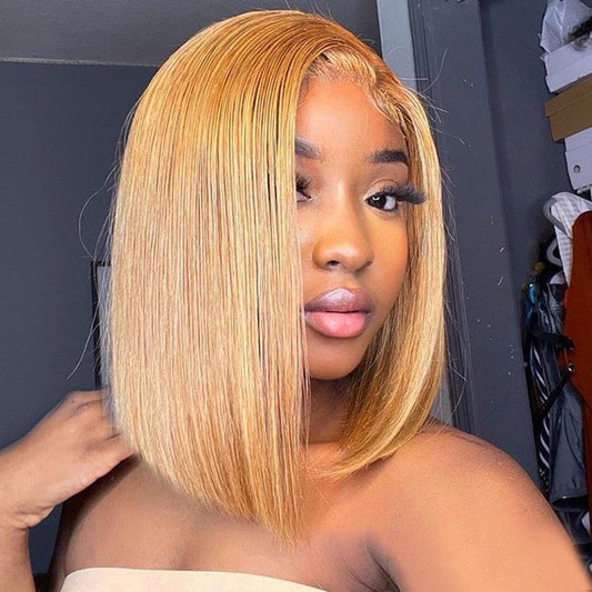 HUIWANYAN Hihmarm Honey Blonde Wig Human Hair #30 Bob Wig Human Hair Glueless 13x4 Hd Lace Front Wigs For Black Women Bob Lace Front Wigs Human Hair Pre Plucked 180% Density Short Wigs 12 Inch