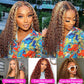 abbildung 28inch Highlight Ombre Lace Front Wig Human Hair 13x6 HD Honey Blonde 4/27 Deep Wave Lace Frontal Wigs Glueless Wigs Human Hair Pre Plucked with Baby Hair 200 Density