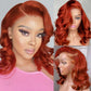 Afribye Ginger Wig Human Hair 200% Density 13x6 350 Ginger Body Wave Lace Front Wigs Human Hair Pre Plucked Short Wigs for Black Women Glueless Frontal Wig Human Hair Loose Wavy 12 inch