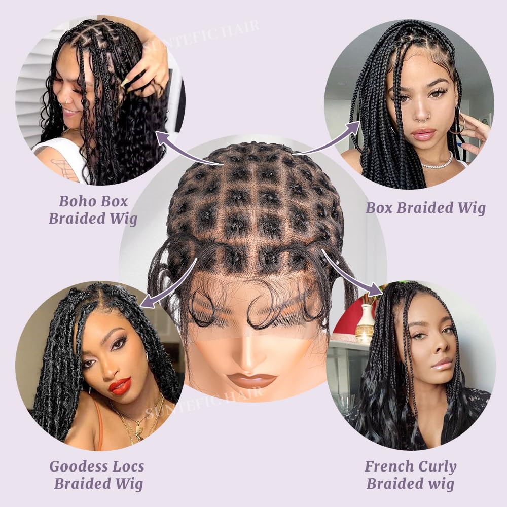 Suntefic Braided Wig Cap With Baby Hair Crochet Wig Cap For Crochet Braids Hair Glueless Double Full Hd Lace Wig Caps For Black Women (Black-99)