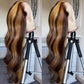 SISIFIRE Blonde Highlight Lace Front Wigs for Women Pre-plucked Hairline Glueless 13X4 Inch Synthetic Lace Front Wig with Baby Hair Long Loose Body Wave Wigs for Daily Party Wig