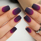 Curvlife Press on Nails Short Square Acrylic Fake Nails with Design Full Cover False Nails Reusable Nail Kit with Glue on Nails (Frosted Purple, 30pcs)