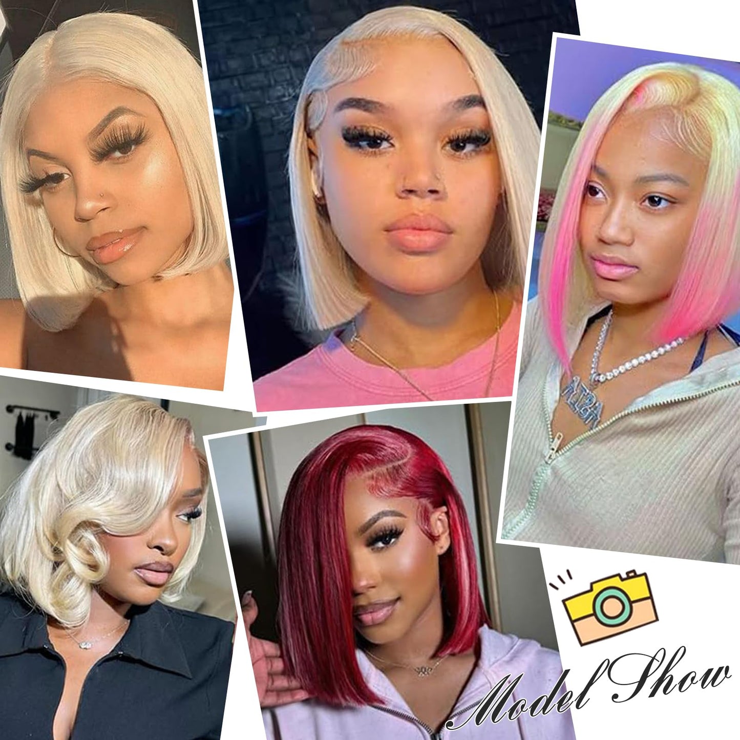 RMOARIWR 613 Blonde Bob Wig Human Hair 180% Density 13x4 HD Transparent Lace Front Wigs Human Hair Pre Plucked Short 613 Blonde Bob Glueless Straight Wigs Human Hair for Women 14 Inch