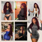 26Inch 99j Burgundy Deep Curly Lace Front Wig for Black Women, 13x6 HD Glueless Curly Lace Front Wigs Pre-Plucked, 200 Density Similar Human Hair Synthetic Lace Frontal Wig, 26 inch #Burgundy