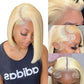 Hoscod Straight 613 Bob Wig Human Hair 13x4 HD Transparent Lace Front Wig Blonde Bob Wig Human Hair Pre Plucked with Baby Hairs Blonde Lace Frontal Wigs for Women 180 Density Short Wigs (14 Inch).