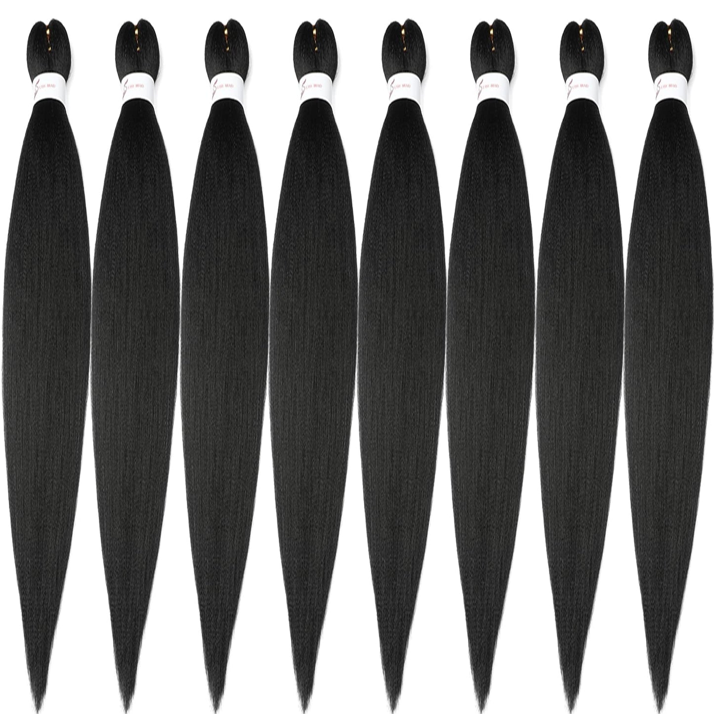 Ubeleco Braiding Hair Pre Stretched 48 Inch 8 Packs Professional Synthetic Hot Water Setting, Soft Yaki Texture, No Itch Black (48in,1B)