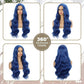 Sabosi Blue wig Long Wavy Wigs for Women 26 Inch Middle Part Curly Wavy Wig Natural Looking Synthetic Heat Resistant Fiber Wig for Daily Party Use