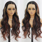 SISIFIRE Brown Highlight Lace Front Wigs for Women Pre-plucked Hairline Glueless 13X4 Inch Dark Burgundy Synthetic Lace Front Wig with Baby Hair Long Deep Body Wave Wigs