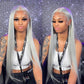 SOSEXY Grey Lace Front Wigs Human Hair 13x4 HD Transparent Straight Lace Frontal Wigs 180% Density Human Hair Wigs for Women Pre Plucked with Baby Hair Gray Wig