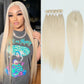 DÉBUT Silky Straight Synthetic Hair 6 Bundles with Lace Front Closure 613 Color Long Straight Hair Bundles Weave with Hand-Tied Middle Parting Lace Closure