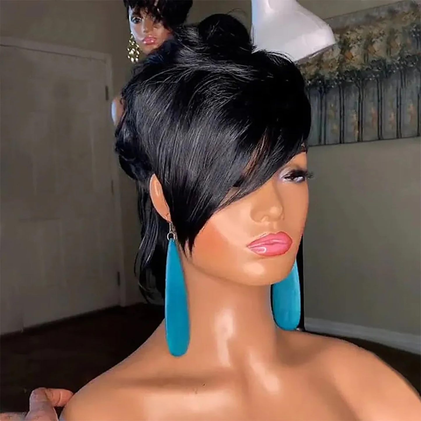 PurpleSexy 80s90s Mullet Pixie Cut Wigs 12inch Short Layered Pixie Cut Curly Human Hair Wigs for Black Women Put on and Go Glueless Brazilian Virgin Curly Human Hair