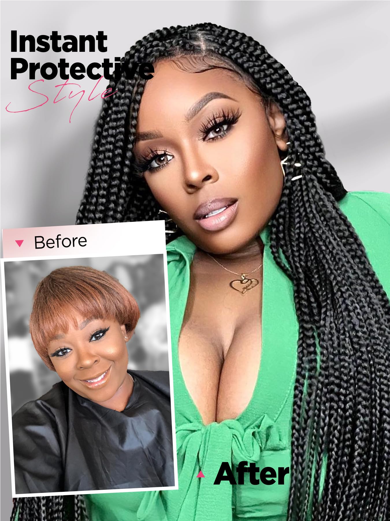 FANCEE Full Lace Box Braid Wig with Baby Hair Pre Plucked Knotless Square Part Braided Wig for Black Women Full Double Lace Frontal Synthetic Handmade Braids Natural Hairstyle(1b, 32")