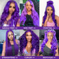 Purple wig Human Hair Body Wave Human Hair Wig Pre Plucked 200 Densily Purple Lace Front Wig Human Hair 13x4 HD Lace Frontal wig 32 Inch