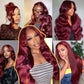 Gearina 26 Inch Burgundy Body Wave Wigs Human Hair 13x4 99J HD Body Wave Lace Front Wigs Human Hair Pre Plucked Glueless Lace Front Wigs Human Hair 200% Density for Women