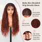 Suntefic Knotless Boho Box Braided Wigs for Black Women Glueless Double Full Lace Front Human Hair Blended Goddess Braid Wig with Baby Hair Bohemian Curly Ends (Boho Box-#1BT350, 28 Inch)