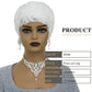 BOBCOO White Short Pixie Wigs for Black Women,Natural Wavy Synthetic Hair with Lightweight Cap, Soft Textured Short Bob Cut Wig(White)