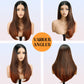NOSTALGIA Brown Highlight Wear and Go Glueless Wigs Pre Plucked Pre Cut for Beginners Synthetic Lace Front Wigs For Woman Long layered Straight 24 Inch Brown Highlights 3 Seconds to Wear