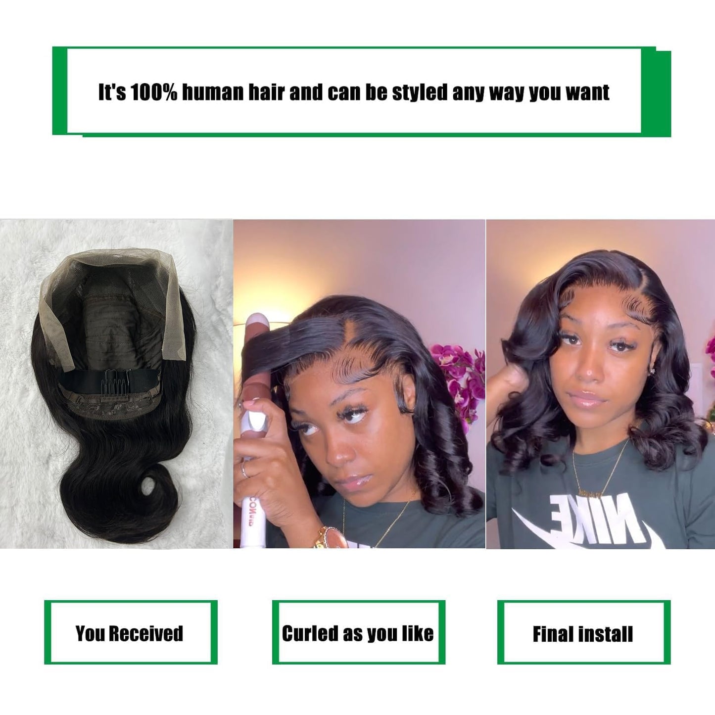 Douyin Bob Wig Human Hair 13x4 Frontal Lace Wig Body Wave HD Lace Front Wigs Human Hair Pre Plucked Glueless Bob Wigs for Women (12 inch,Natural Black)