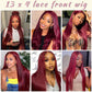Koreyo Lace Front Wig Pre Plucked 13x4 HD Glueless Honey Blonde Lace Front Wig for Women Natural Looking Synthetic Heat Resistant Fiber Lace Wig (26 Inch) (Wine Red)