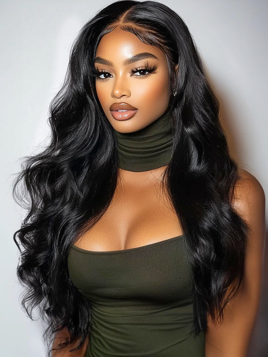KLAIYI Wear And Go Glueless Wig Bye Bye Knots 13x4Precut Lace Front Wigs Human Hair Loose Body Wave Wig Pre Bleached Pre Everything Pre Plucked with Baby Hair 3S Ready to Wear Beginner Friendly 28Inch