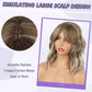 Gray Ombre Wig Short Gray Wavy Bob Wig with Bangs Gray Wigs for Women Synthetic Grey Curly Bob Wig Silver Gray White Hair Wig with Curtain Bangs Ombre Light Grey Wig with Dark Roots 14inch