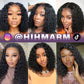 Hihmarm Curly Bob Wig Human Hair Glueless 13x6 HD Lace Water Wave Frontal Wigs for Black Women Deep Wave Lace Front Wigs Human Hair Pre Plucked 180 Density Wear And Go Curly Wig Natural Black 16 Inch