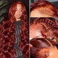 QZOQZO Reddish Brown Lace Front Wig Human Hair Body Wave Lace Front Wigs Human Hair 13x6 Pre Plucked 33# Colored Red Wig 180% Density Glueless Wigs for Women 28Inch