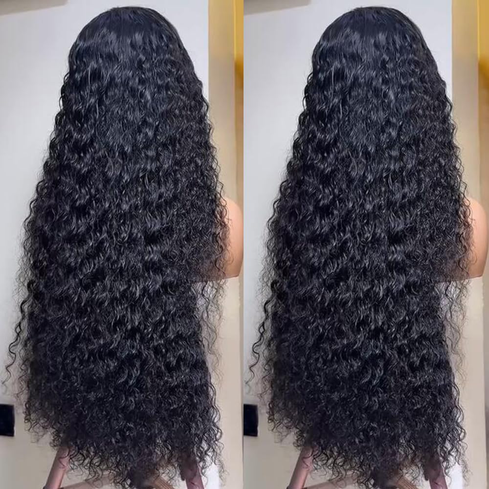 SISIFIRE Wigs for Black Women 13x6 Water Wave Lace Front Wigs Synthetic HD Lace Front Wig Natural Hairline Pre Plucked Glueless Wet and Wavy Lace Front Curly Wigs