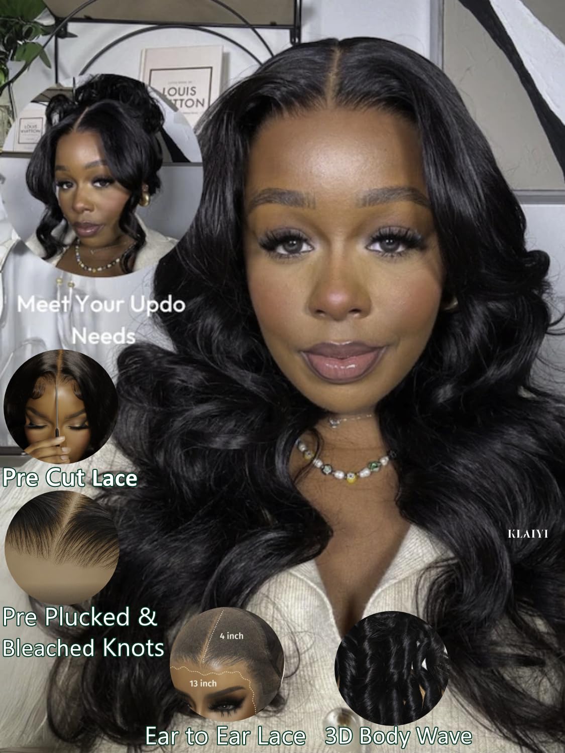 KLAIYI Wear And Go Glueless Wig Bye Bye Knots 13x4Precut Lace Front Wigs Human Hair Loose Body Wave Wig Pre Bleached Pre Everything Pre Plucked with Baby Hair 3S Ready to Wear Beginner Friendly 28Inch