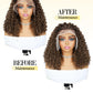 Quantum Love Braided Wig for Black Women Ombre Brown Blone Braids Cornrows Lace Curly Wigs 16 Inch Fully Lace Frontal Braided Curly Bob Synthetic Glueless Wigs