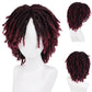GNIMEGIL Mens Dreadlock Wig Ombre Wine Red Curly Male Fake Dreads Loc Short Braided Wig with Bangs Realistic Twist Rasta Wigs Halloween Costume