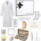 Nuogo 15 Pcs Birthday Gifts for Men Beard Care Set for Him Dad Birthday Gifts Basket Ideas Kit for Men Tumbler Bath Robe for Father's Day Dad Husband Boyfriend Box(Unhooded,White)