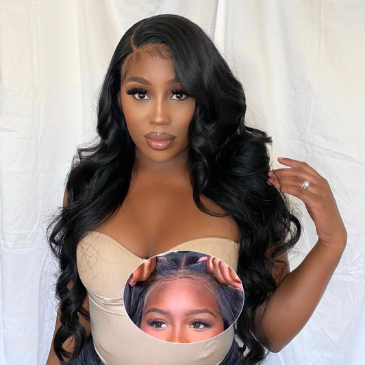 ONECHULY Wear and Go Glueless Wigs Human Hair Pre Cut 8x5 HD Lace Front Wig for Beginners 180% Density Body Wave no Glue Lace Wigs Human Hair 30 Seconds to Wear Beginner friendly 28inch