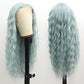 Fugady Mint Green Glueless Curly Wigs Light Green Heat Resistant Synthetic Fiber Lace Front Wig Pre Plucked 200 Density Long Loose Wave Wig With Baby Hair Colorful Wigs For Women 26 inches