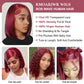 RMOARIWR 99j Burgundy Bob Wig Human Hair 180% Density 13x4 HD Transparent Lace Front Wigs Human Hair Pre Plucked Short Bob Glueless Straight Wigs Human Hair for Women 16 Inch
