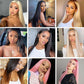 DÉBUT Silky Straight Synthetic Hair 6 Bundles with Lace Closure Long Straight Hair Bundles Weave Hand-Tied Middle Parting Lace Closure Ombre Brown 1B/30 Color for Full Head