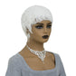BOBCOO White Short Pixie Wigs for Black Women,Natural Wavy Synthetic Hair with Lightweight Cap, Soft Textured Short Bob Cut Wig(White)