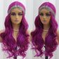 SISIFIRE Purple Gray Highlight Wavy Wigs for Women Synthetic Small Lace Front Wig Long Curly Wavy Wigs for Daily Party Use Heat Resistant Fiber Wig
