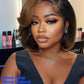 Nadula Glueless Bye Bye Knots Short Bob Drawstring Wig human Hair with Blow Out Bangs, Black to Chestnut Brown Ombre Pre Cut 7X5 HD Lace Front Wigs Pre Plucked Bleached Knots Ready to Wear 10inch