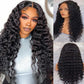 13x4 Deep Wave Lace Frontal Wig, Women's Human Hair, Black (16 inch)